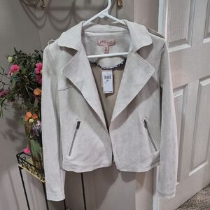 Philosophy Women's Light Cream Blazer with Zipper Accents